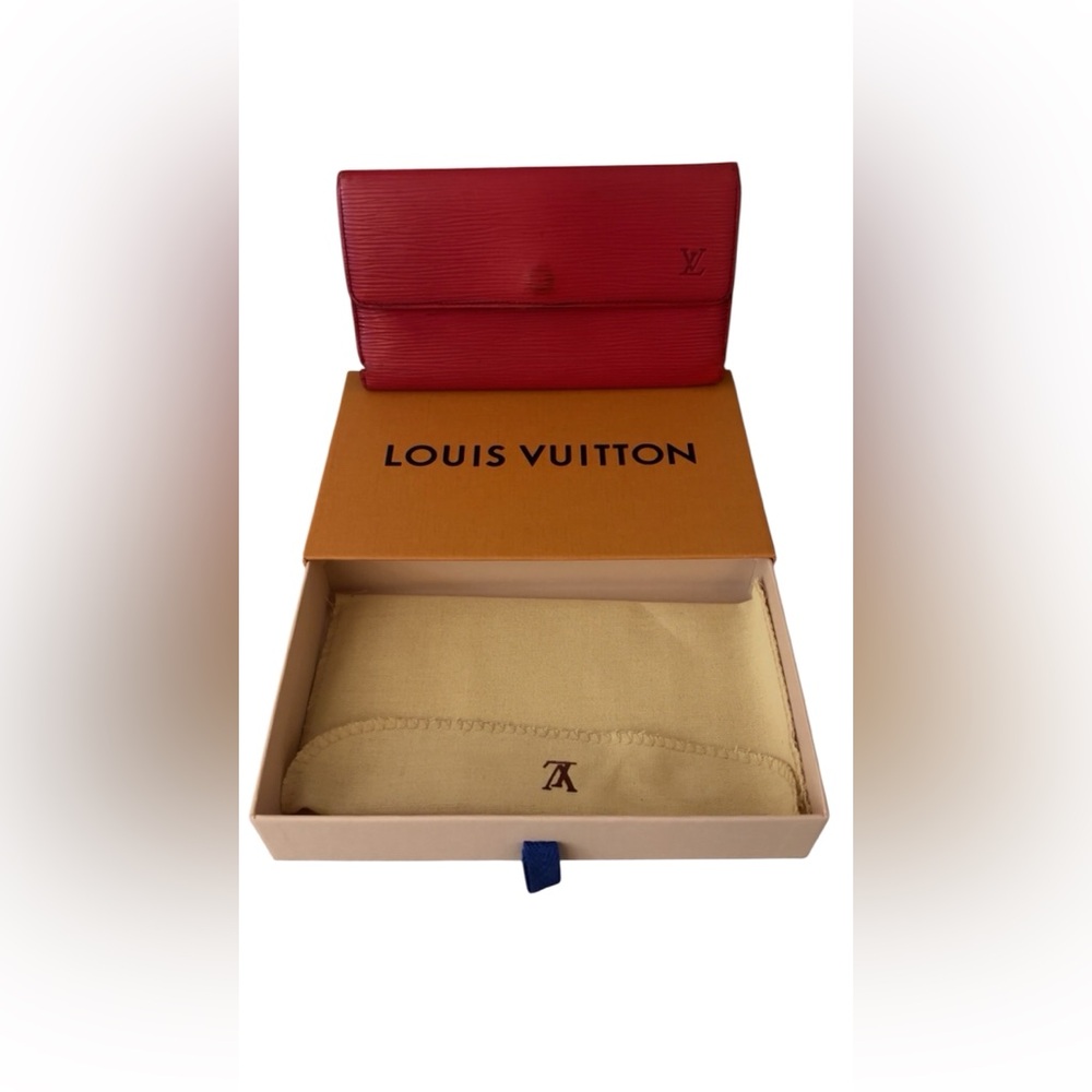 Louis Vuitton Red Epi Leather Wallet w/ Box